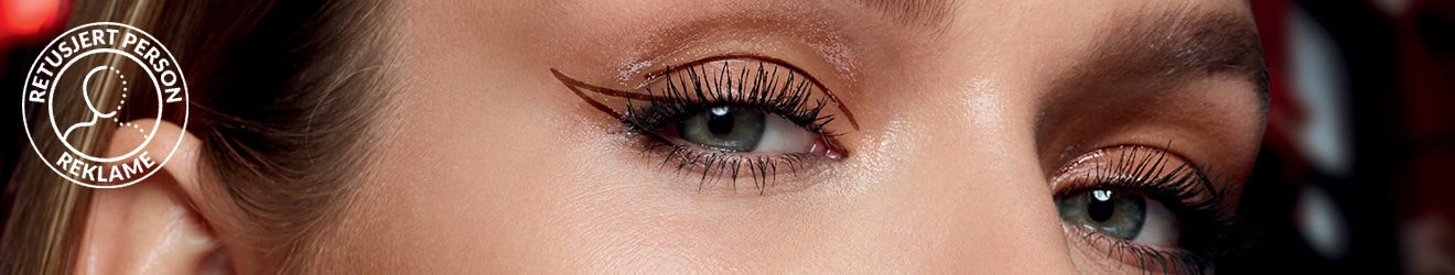Maybelline Eyeliner products illustrative banner image - Close up of a woman wearing graphic Eyeliner